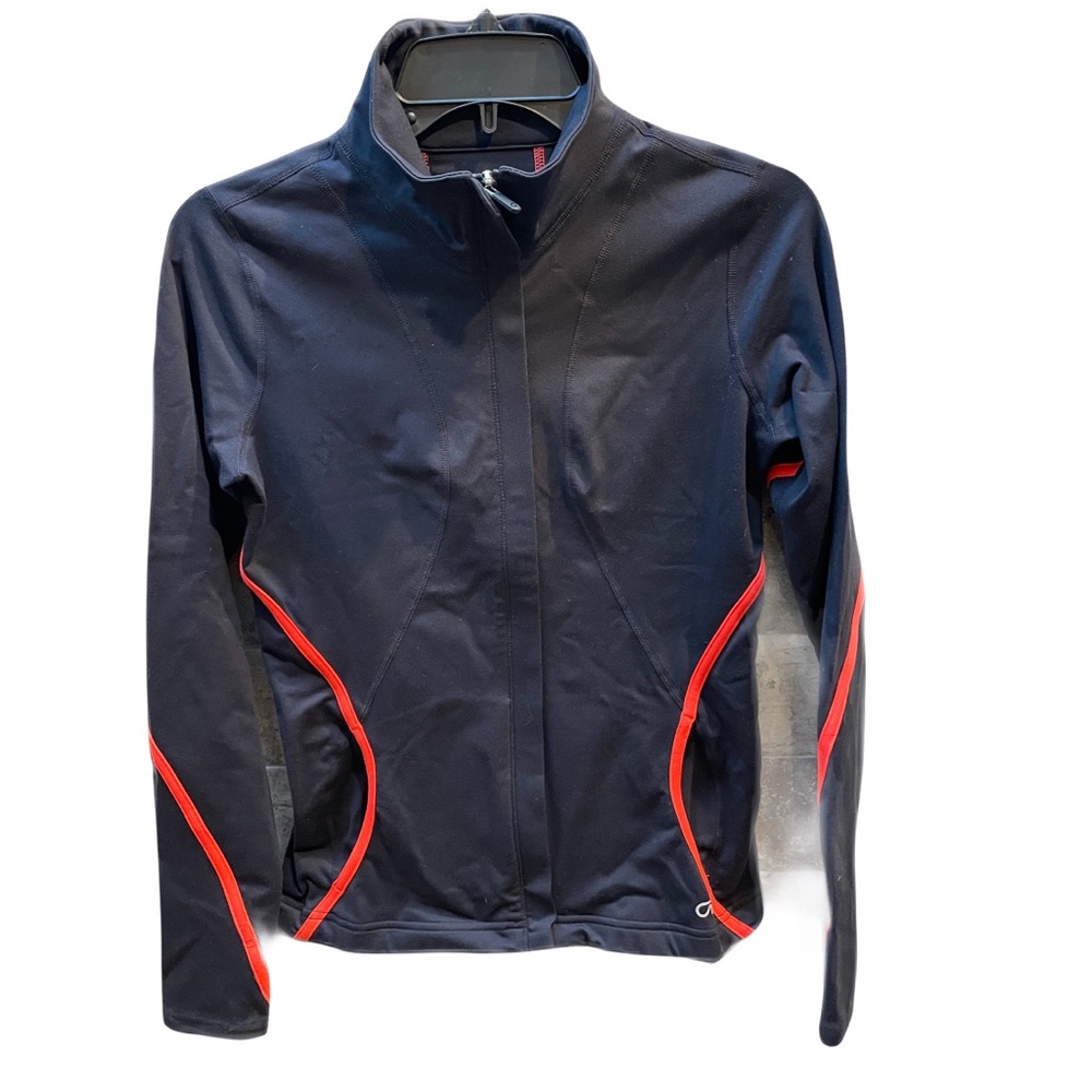 ❤️ GAPFIT GAP FIT CHARCOAL GRAY NEON ORANGE FULL ZIP FITTED RUNNING JACKET XS